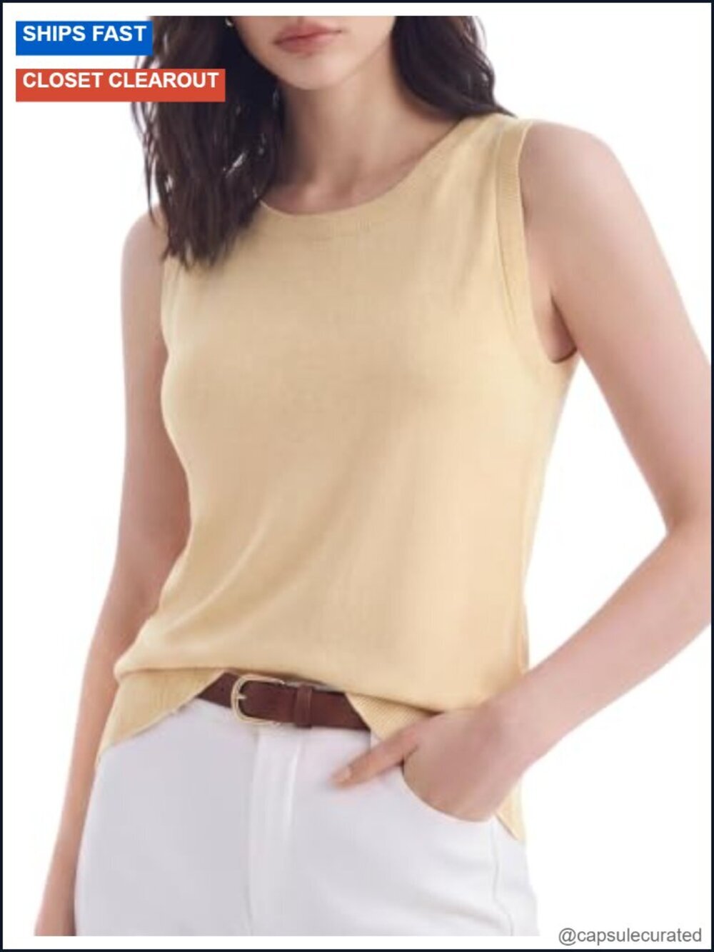 Women's Wool Blend Sleeveless Sweater Tank Tops Business Casual Lightweight